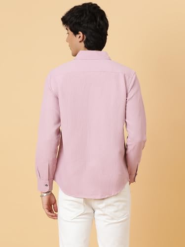 Image of KOTTY Men's Textured Casual Shirt - Long Sleeve||Button-Down Collar||Classic Fit