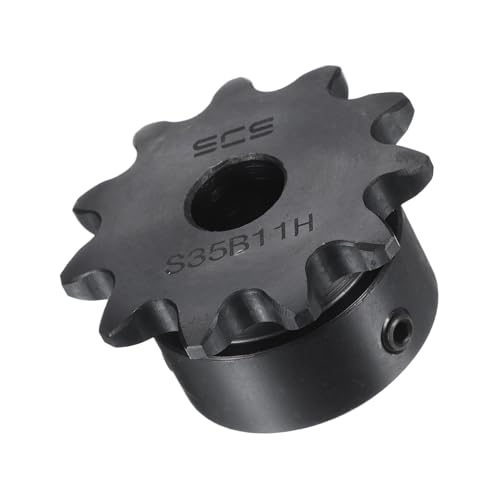 Image of uxcell #35 Chain Roller Sprocket B Type, 3 /8 inch Bore 11 Tooth Single Strand Chain Sprocket, Carbon Steel, Keyway with Set Screws
