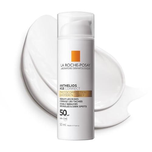 La Roche-Posay Anthelios Age Correct SPF50, Anti-Ageing Daily Sunscreen With Hyaluronic Acid, Niacinamide & Phe-Resorcinol, 24 Hour Hydration, Non-Greasy, 50ml