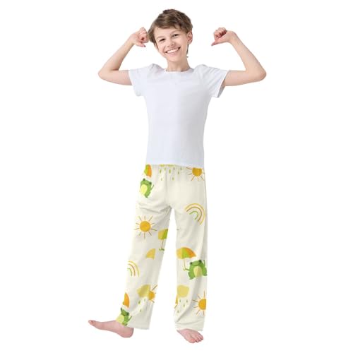 Rainbow Frog Boys Pants Boys Athletic Pants Long Pant for Boywith Pockets Wide-Leg Size 6-14Y3