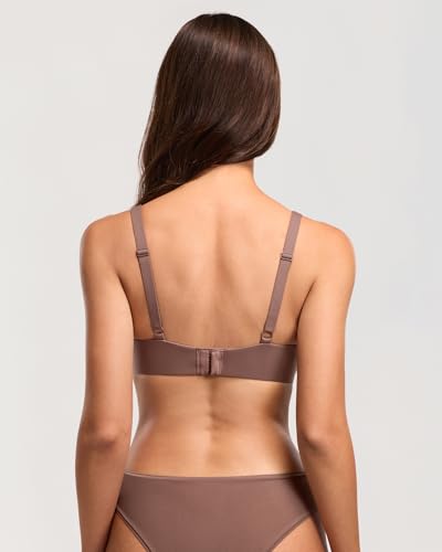 Image of DOBREVA Women's Unlined Balconette Bra Underwire Supportive Plus Size Smooth Scoop Neck