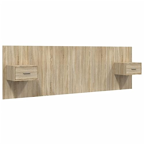 vidaXL Tête de Lit avec Armoires Accessoire de Lit Tête de Lit Flottante Murale Meuble de Chambre à Coucher Chêne Sonoma Bois d'Ingénierie
