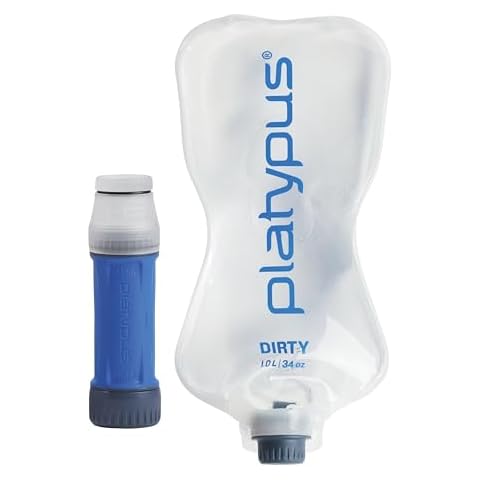 Platypus Quickdraw Ultralight 1 Liter Backpacking Water Filter System, ConnectCap & DrinkCap Cover