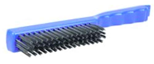 Image of Weiler 73217 Hand Wire Scratch Brush, .012 Steel Wire Fill, 4 x 16 Rows, Plastic Handle, Made in The USA (Pack of 12)