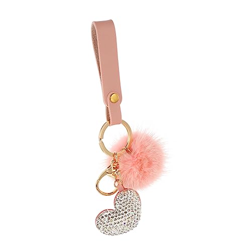 Beavorty 1 Pieza Llavero Etiqueta Conformado Para Hombres Amperio Anillos Accesorio Preciosa Cadena De Llaves Colgante De Hebilla De Metal Colgante De Bola De Pelo Rosa Taladro De Arcilla