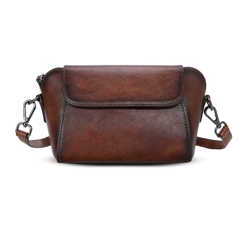 HESHE Genuine Leather Purses for Women Designer Crossbody Bags Small Shoulder Handbag Lightweight Satchel Purse for Everyday