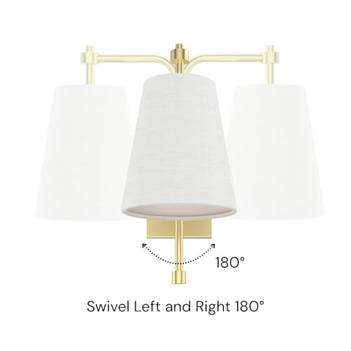 Image of Swing Arm Wall Lamps Set of 2, Fabric Linen Shade, Hardwired Wall Mounted Light Fixture for Bedside, Living Room, Bathroom, Versatile Home Decor (Brushed Gold)