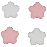 FAZNWUN Thumb Grips for Nintendo Switch 2 Star Shape Joystick Caps 4-Pack Smooth Silicone Anti-Slip Grip, 2 Pink & 2 White, Protective Stick Cover (2025 Model)