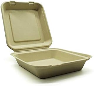 [50 Count] 8.5 x 8.5" Disposable Single Compartment Clamshell - Eco Containers Togo