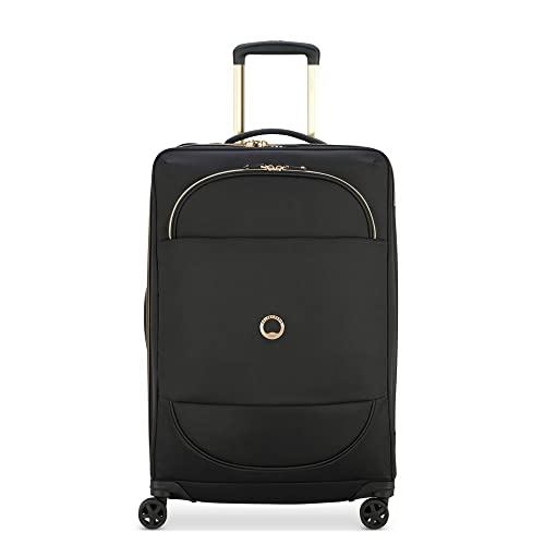 DELSEY Paris Montrouge Erweiterbarer Koffer Trolley 68cm slim, TSA Schloss, 4 Doppelrollen, 69 cm, 75 L, Schwarz
