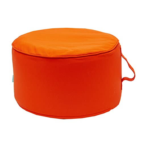 QILLOWAY Inflatable Outdoor Ottoman for Patio Waterproof Round Pouf Inflatable Foot Rest Outdoor Footstool for Poolside GardenCamping Orange