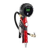 Paihao TB-802 Deavy Duty Digital Tire Pressure Gauge with inflator, 24” Air Hose, 4 Model LED Display, 255 Psi / 18 Bar, Pistol Grip Handle, Support 360 Degree Swivel Gauge Tools