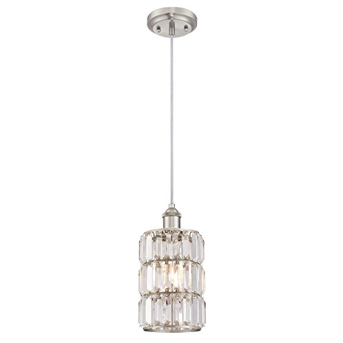 Westinghouse Lighting 6338900 Sophie One-Light Indoor Mini Pendant, Brushed Nickel Finish with Crystal Prism Glass