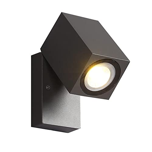 LED Wandleuchte Außen Fassadenbeleuchtung, IP65 Außenwandleuchten schwarz Rechteckige Drehbar, 7W Garten Wandlampe Kaltweiß 6000K, Wand Außenleuchte aus Aluminium für Fassade Veranda Garage Cover