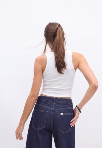 Image of Women's Heavy GSM Cotton Ribbed Tank Top | Sleeveless Athletic Crop Top | Essential Slim Fit (White)