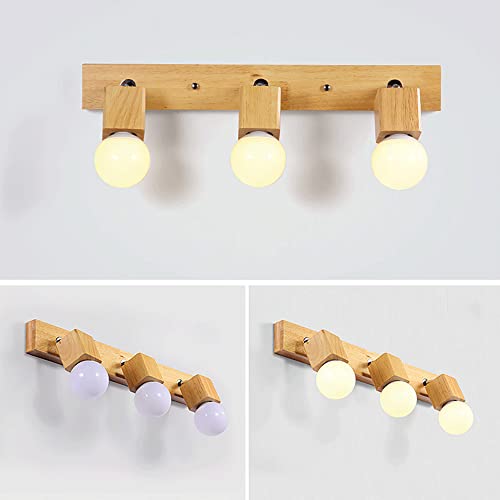 Apliques de pared para baño E27, lámparas frontales de espejo de madera moderna 7