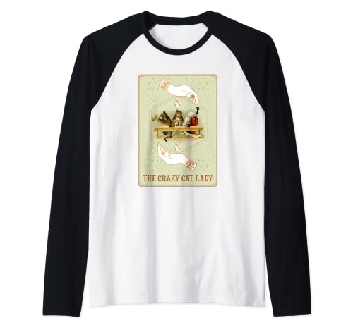 The Crazy Cat Lady Tarot Raglan Baseball Tee