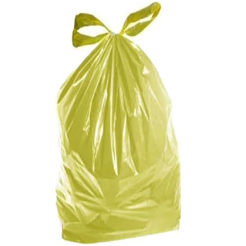 100 Sacchi 72X105 grandi per bidoni pattumiera buste spazzatura immondizia sacchetti gialli con maniglie antigoccia