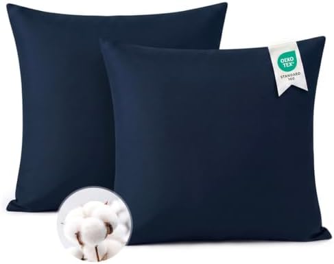 Aisbo Kissenbezug 80x80 Baumwolle 2er Set - weiche Kopfkissenbezug 80 x 80 Blau mit Reißverschluss, 80x80cm Pillow Cover Pillowcase