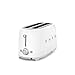 Smeg, 2x2 TSF02WHEU -Toaster, 2 lange Schlitze für 2 Scheiben, 6 Vergoldungsniveaus, Heizfunktion, Abtau- und Bagel- Funktion, Sammelschublade, 950W, Weiß