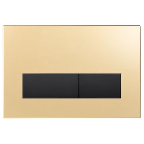 Mendorio Placca di Comando WC, Compatibile con Geberit Sigma, UP300 e UP320, Piastra Doppio Scarico, Dimensioni 246×164 mm (Oro Opaco & Nera Opaco Pulsante)