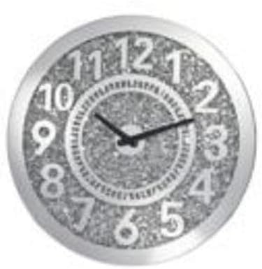 Horloge murale de luxe argentée miroir en cristal écrasé 40cm