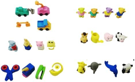 Vision4ever 12Pcs Cute Animal Construction Station Toy Gifts Rubber Pencil Eraser Party Set Kid Useful For Kids