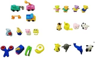 Vision4ever 12Pcs Cute Animal Construction Station Toy Gifts Rubber Pencil Eraser Party Set Kid Useful For Kids