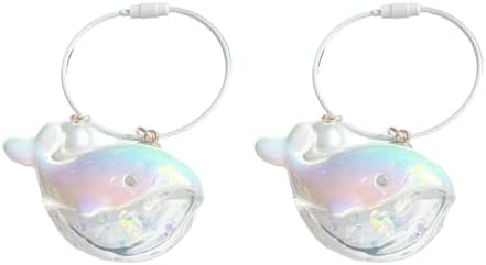 2PCS Cute Dolphin and Whale Shark Keychains for Couples, Durable Car Keys Accessories, Creative Bag Charms and Wallet Pendants(White)