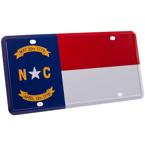 Pickwicks North Carolina State Flag License Plate – Embossed HD Aluminum – Tar Heel State Pride – Decorative Car Tag – 6”x12” Novelty Metal Sign (North Carolina (NC))