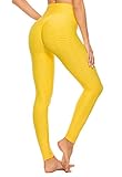 82% Poliéster, 18% Elastano FITTOO Mallas Leggings Mujer Pantalones Deportivos Yoga Alta Cintura Elásticos y Transpirables Amarillo L