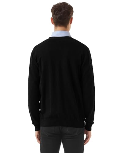 QUALFORT Men's 100% Cotton Cardigan Sweater Casual V-Neck Button Down Knitted Outerwear with Pockets Fall Fashion 20252