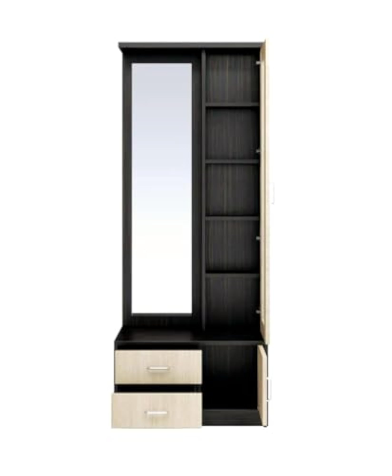 Engineered Wood Dressing Table With Mirror And Storage, Brown