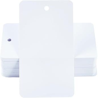 Pack of 100 Blank White Shipping Tags Waterproof Plastic Tags Rectangular 5 x 9 cm for Hanging Name Identification Eyelet Tags Wire Labelling for Identifying Name Tags