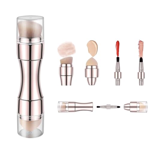 Pinceles De Maquillaje De Viaje, 4 En 1 Aplicador De Doble Extremo, Pincel De Sombras Portátil Para Maquillaje, Para Rubor Polvo Brillo De Labios Sombra De Ojos Cejas Base Mujeres Niñas