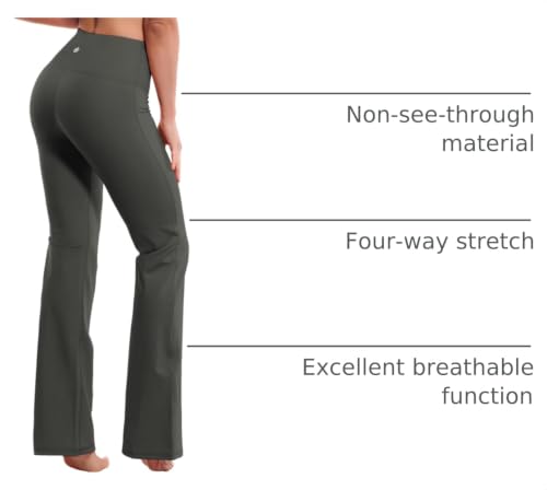 Image of BUBBLELIME 29 inch /31 inch /33 inch /35 inch /37 inch 3 Styles Women's High Waist Bootcut Yoga Pants Basic /Side Pockets Tummy Control Workout Flared