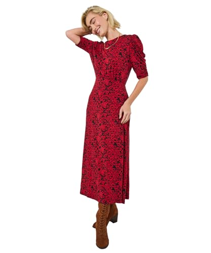 Joe Browns Women's Floral Print Jersey Dress, Red, 14