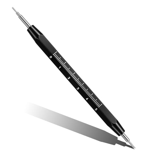 Nogeqi Stainless Steel Watch Spring Bar Tool with Ruler for Adjust, Double-Ended Professional Watch Strap Tool for Remove and Replace Bands Spring Bars Pins - 1 Set(Black)