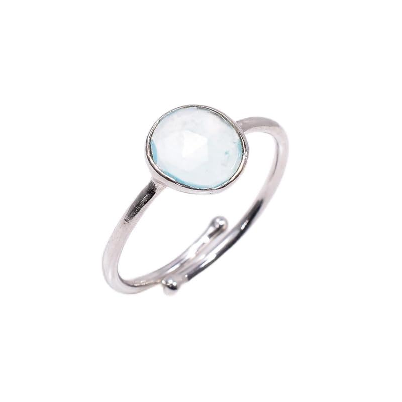Bague réglable bleu aqua en argent 925 pour éviter les erreurs de taille