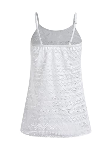 Milumia Girl's Crochet Swim Cover Up Knitted Beach Cami Dress Bikini Coverups2