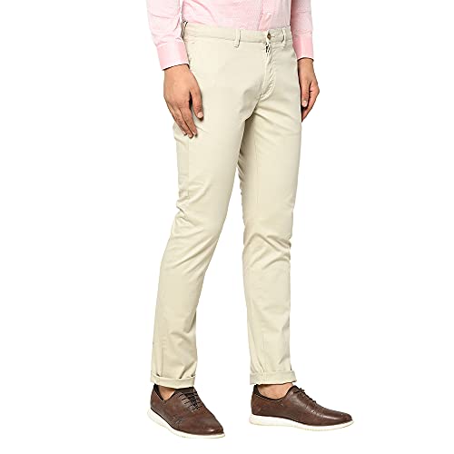 Image of Blackberrys Men Beige Solid Trousers