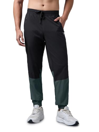 Image of TECHNOSPORT Mens Woven Regular Fit Activewear Joggers for Running, Gym, Sports and Regular Use Stretchable, Colorblock and Antimicrobial
