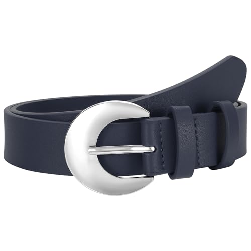 Women Leather Belts for Jeans Pants Fashion Silver Rounded Buckle Ladies Leather Casual Waist Belt4