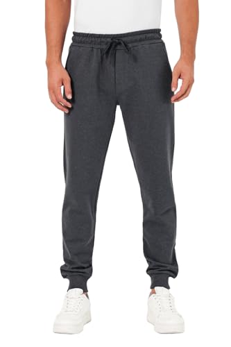 Thick Anthracite Mens Jogger Sweatpants with Back Pocket Elastic Cuffs Regular Fit Without Fleece Lining. L Anthracite 67