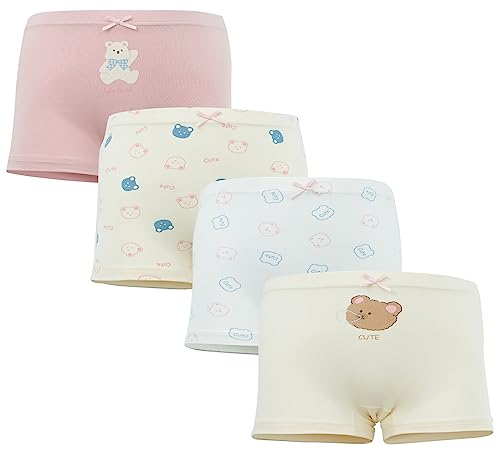 4 Pack Kids Little Girls Cotton Boyshort Underwear Soft Briefs Hipster Underwear Toddler Training Underwear
