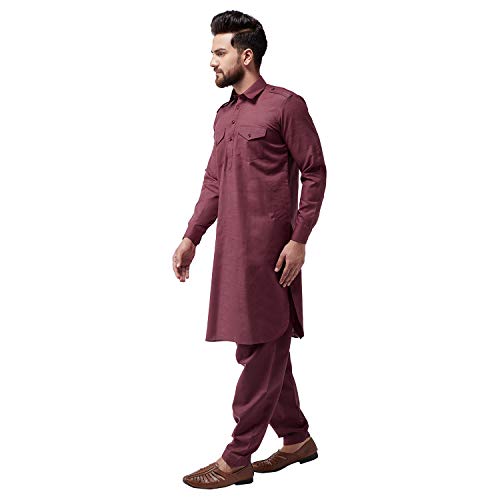 Sojanya (Since 1958 Men'S Maroon Cotton Pathani Kurta Salwar Set3