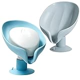 2 PCS Self Draining Soap Holder, Not Punched Easy Clean Soap Dish for Shower, Leaf Shape self draini
