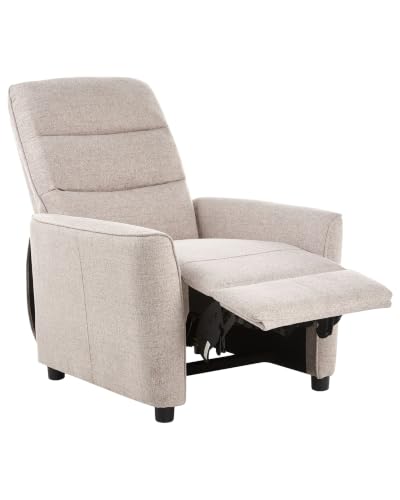 Image of Beliani Reclining Chair Fabric Taupe Beige with Metal Legs Adjustable Backrest and Footrest, SANDE