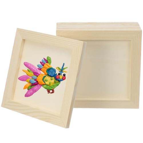 ABOOFAN Lot de 6 Cadres Photo DIY en Bois 12x12 cm pour Enfants – Mini Cadres à Peindre et Décorer pour Dessins, Activités Créatives et Décoration Maison