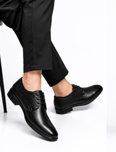 Image of Men's Formal Derby Shoes, Lace-Up, Micro-Perforated Panels, Cushioned Lining, Lightweight, for Suits, Blazers, and Wedding Tuxedos